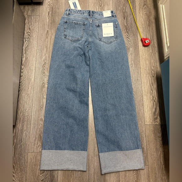 Klique B. Super high rise wide leg Blue Distressed Women Jeans - Picture 9 of 11